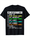 Men's T-Shirt My Perfect Day Colorful Numbered Game List Video Games
