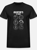Men's T-Shirt Aviators 6 Pack Flight Instrument Dials On Classic Black T Shirt
