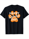Men's T-Shirt Happy Gotcha Day White Lettering Over Paw Print Shirt