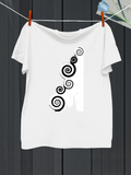 Men's T-Shirt Abstract Swirling Spirals Flowing Upward Amid Crisp White Cotton Tee