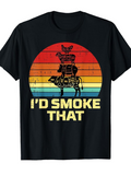 Men's T-Shirt Id Smoke That Vintage Sunset With Stacked Farm Animals And Distressed Lines