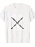 Men's T-Shirt Railroad Crossing With Intersecting Tracks And Faded Train Emblem Symbol