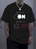 Men's T-Shirt Music On World Off Minimalist Toggle Switch Illustration T Shirt