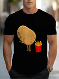 Men's T-Shirt Cute Cartoon Potato Standing Beside Crispy French Fries