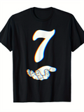 Men's T-Shirt Distorted Number Seven Above an Open Palm Hand