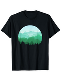 Men's T-Shirt Evergreen Pine Trees Over Rolling Blue Mountain Landscape