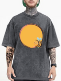 Men's T-Shirt Smiling Bee Resting Among Golden Yellow Sunlight Circle Bee