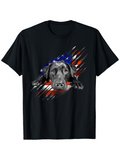 Men's T-Shirt American Flag With Scratched Paint And Realistic Labrador Retriever Dog