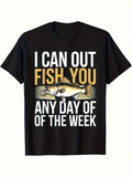 Men's T-Shirt I Can Out Fish You Illustration With Detailed River Fish
