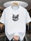 Men's T-Shirt Cool Style With Hand Drawn Sunglasses Wearing Pig Head