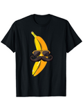 Men's T-Shirt Cartoon Banana With Sunglasses And Mustache Illustration Banana