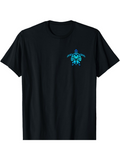 Men's T-Shirt Blue Ethnic Pattern With Tribal Lines And Mandala Motifs Turtle