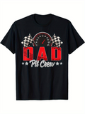 Men's T-Shirt Dad Pit Crew Racing Flags With Speedometer Graphic Shirt