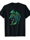 Men's T-Shirt Neon Green Artistic Tribal Lines Forming Majestic Dragon Figure