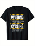 Men's T-Shirt Warning Tape Strip Design With Bold Typography Cycling