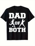 Men's T-Shirt Dad Of Both White Bold Lettering With Soccer And Baseball Player Silhouettes T Shirt