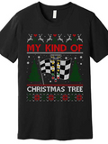 Men's T-Shirt My Kind Of Christmas Tree Festive Reindeer Patterns With Racing Flags Christmas Tree