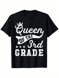 Men's T-Shirt Queen Of The 3rd Grade With Stylized Crown Accents And Decorative Lettering Shirt