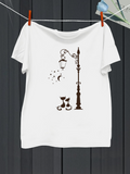 Men's T-Shirt Night Stars With Street Lamp Two Cats And Crescent Moon