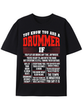 Men's T-Shirt You Know You Are A Drummer If Black Cotton T Shirt With Motivational Text Print