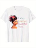 Men's T-Shirt Latina Educated Powerful Proud With Vibrant Hair Flowers Confident Woman Portrait