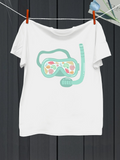 Men's T-Shirt Floral Reflections In Ocean Blue Diving Goggles Under Sunshine Snorkel Mask
