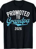 Men's T-Shirt Promoted To Grandpa 2026 Curved Stylish Lettering On Black T Shirt
