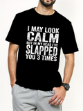 Men's T-Shirt I May Look Calm But In My Head I Have Slapped You Three Times Statement Typography T Shirt