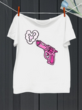 Men's T-Shirt Playful Pink Toy Gun With Heart Shaped Cloud Smoke Illustration