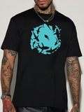 Men's T-Shirt Swirling Blue Oceanic Shadows Encircling Graceful Shark