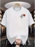 Men's T-Shirt Minimalist Heartbeat Line With Red Heart Symbol T Shirt