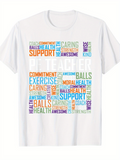 Men's T-Shirt Exercise Support Commitment Health Supportive Words Among Colorful Letters Teacher