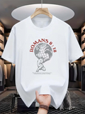 Men's T-Shirt Romans 818 Text With Classical Atlas Holding Globe Artwork