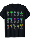 Men's T-Shirt Colorful Stick Figures Demonstrating Mathematical Functions Under Black Shirt