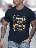 Men's T-Shirt Cheers To The New Year Sparkling Champagne Glasses With Festive Golden Stars