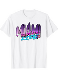 Men's T-Shirt Miami Life Neon Skyline Gradient Brush Street Style T Shirt