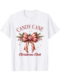 Men's T-Shirt Candy Cane Glimmering Red Ribbons And Festive Seasonal Christmas Bow
