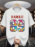 Men's T-Shirt Hawaii Sunset Beach View Inside Bold Number 89