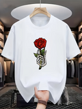 Men's T-Shirt Delicate Hand Holding A Single Red Blooming Rose
