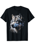 Men's T-Shirt Wild Spirit In Silvery Moonlight With Lush Fur Majestic Wolf