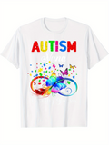Men's T-Shirt Autism Colorful Infinity Butterflies With Vibrant Splashes And Rainbow Design