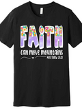 Men's T-Shirt Faith Can Move Mountains Colorful Lettering With Gradient Effect And Playful Shapes