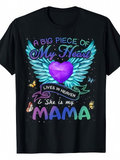 Men's T-Shirt A Big Piece Of My Heart With Sparkling Wings Surrounding Purple Gem Heart