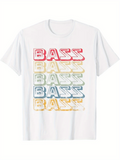 Men's T-Shirt Retro Gradient Lines With Layered Bold BASS Typography Bass