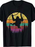 Men's T-Shirt Vintage Sunset With Forest And Swinging Silhouette Ape
