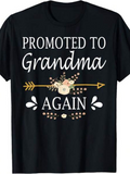 Men's T-Shirt Promoted To Grandma Again With Arrow And Floral Elements