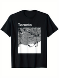 Men's T-Shirt Toronto Monochrome City Street Map With Urban District Details