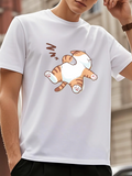 Men's T-Shirt Sleeping Brown Striped Cat With Cartoon Motion Symbol