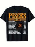 Men's T-Shirt Pisces Zodiac Traits List With Fiery Astrological Symbol Graphic T Shirt