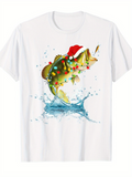 Men's T-Shirt Festive Holiday Fish Leaping Above Splashing Water Surface